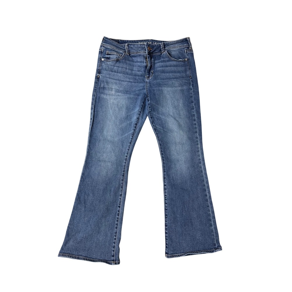 American Eagle Womens 16 Regular Kick Boot Super Stretch Blue Denim Jeans